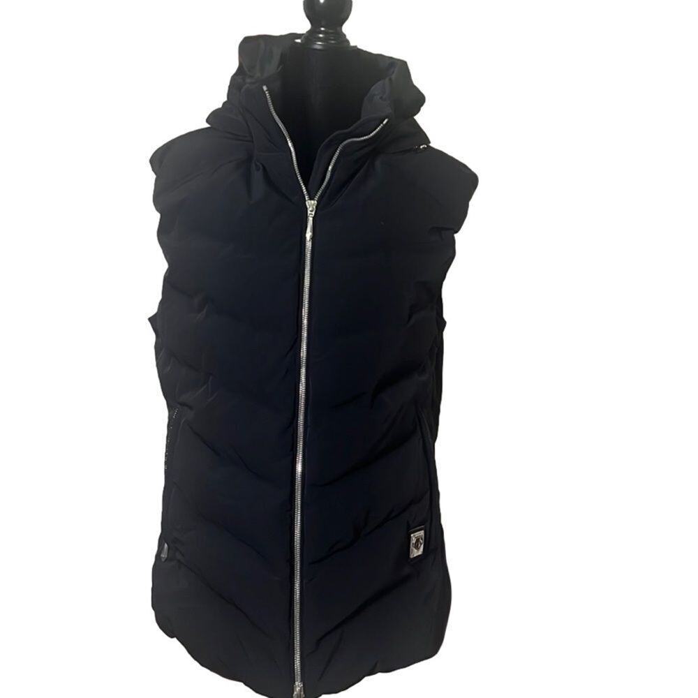 DESCENTE STELLA PERFORMANCE BLACK HOODED LUXURY VEST SIZE 12‎
